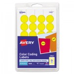 Avery Printable Self-Adhesive Removable Color-Coding Labels, 0.75" dia., Yellow, 24/Sheet, 42 Sheets/Pack, (5462) AVE05462
