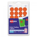 Avery Printable Self-Adhesive Removable Color-Coding Labels, 0.75" dia., Neon Red, 24/Sheet, 42 Sheets/Pack, (5467) AVE05467
