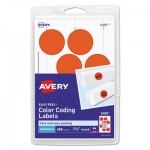 Avery Printable Self-Adhesive Removable Color-Coding Labels, 1.25" dia., Neon Red, 8/Sheet, 50 Sheets/Pack, (5497) AVE05497