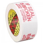 Scotch Printed Message Box Sealing Tape, 1.88" x 109yds, 3" Core, Red/White MMM3771