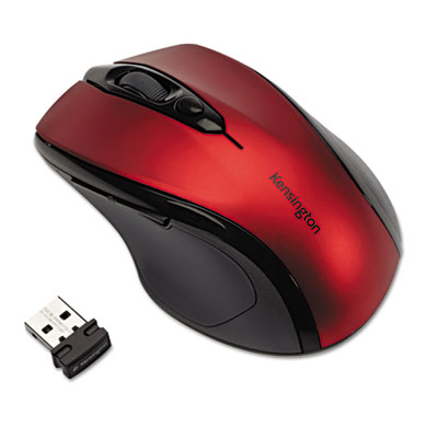 Kensington K72422AMA Pro Fit Mid-Size Wireless Mouse, 2.4 GHz Frequency/30 ft Wireless Range, Right Hand Use, Ruby