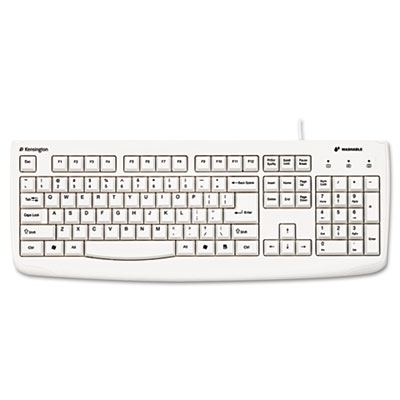 Kensington K64406US Pro Fit USB Washable Keyboard, 104 Keys, White KMW64406