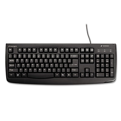 Kensington K64407US Pro Fit USB Washable Keyboard, 104 Keys, Black KMW64407