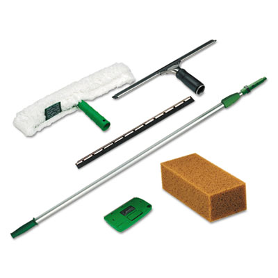 Unger Pro Window Cleaning Kit w/8ft Pole, Scrubber, Squeegee, Scraper, Sponge UNGPWK00