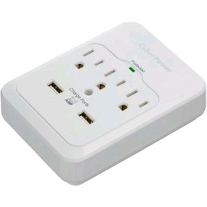 CyberPower Professional 3-Outlets Surge with 600J, 2-2.1A USB and Wall Tap CSP300WUR1