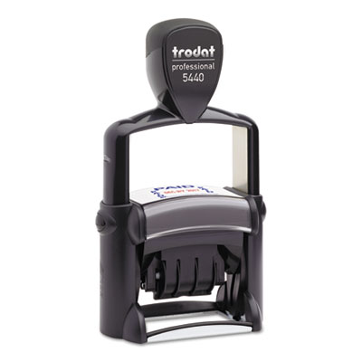 Trodat 5444 Professional 5-in-1 Date Stamp, Self-Inking, 1 1/8 x 2, Blue/Red USST5444