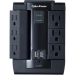CyberPower Professional 6 Swivel Outlets Surge with 1200J, 2-2.1A USB & Wall Tap CSP600WSU