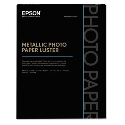 Professional Media Metallic Photo Paper Glossy, White, 17 x 22, 25 Sheets/Pack EPSS045591