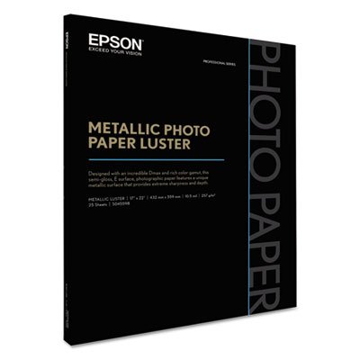 Professional Media Metallic Photo Paper Luster, White, 17 x 22, 25 Sheets/Pack EPSS045598