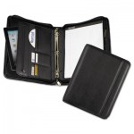 Samsill Professional Zippered Pad Holder/Ring Binder, Pockets, Writing Pad, Vinyl Black SAM15650
