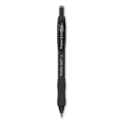 Paper Mate Profile Retractable Gel Pen, Bold 1 mm, Black Ink, Translucent Black Barrel, Dozen PAP2095465