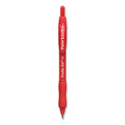 Paper Mate Profile Retractable Gel Pen, Medium 0.7 mm, Red Ink, Translucent Red Barrel, Dozen PAP2095463
