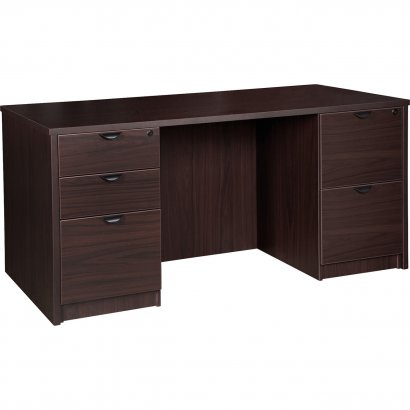 Lorell Prominence 2.0 Espresso Laminate Double-Pedestal Desk - 5-Drawer PD3066DPES