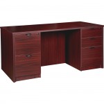 Lorell Prominence 2.0 Mahogany Laminate Double-Pedestal Desk - 5-Drawer PD3060DPMY
