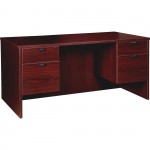 Lorell Prominence 2.0 Mahogany Laminate Box/File Double-Pedestal Desk - 2-Drawer PD3060QDPMY