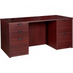Lorell Prominence 2.0 Mahogany Laminate Double-Pedestal Desk - 5-Drawer PD3066DPMY