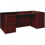 Lorell Prominence 2.0 Mahogany Laminate Double-Pedestal Desk - 5-Drawer PD3672DPMY