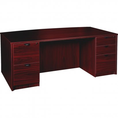 Lorell Prominence 2.0 Mahogany Laminate Double-Pedestal Desk - 5-Drawer PD4272DPMY