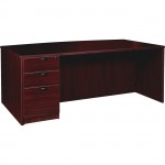 Lorell Prominence 2.0 Mahogany Laminate Left-Pedestal Bowfront Desk - 3-Drawer PD4272LSPBMY