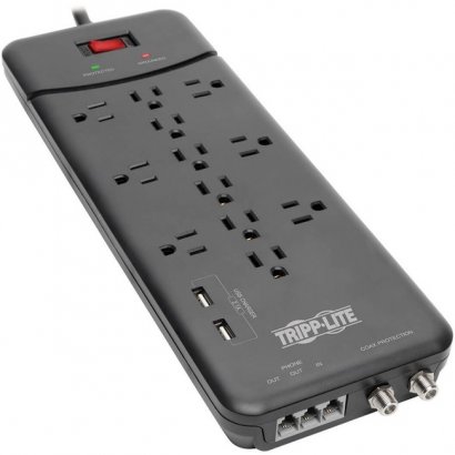 Tripp Lite Protect It! 12-Outlet Surge Suppressor/Protector TLP128TTUSBB