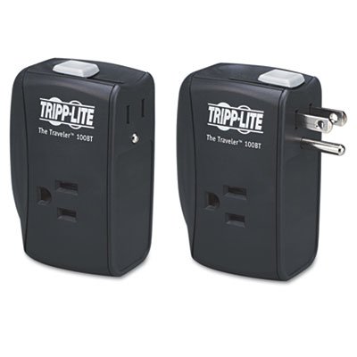 TRAVELER100BT Protect It! Two-Outlet Portable Surge Suppressor, 1050 Joules, Black TRPTRAVLER100BT