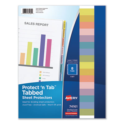 Avery Protect 'n Tab Top-Load Clear Sheet Protectors w/Eight Tabs, Letter AVE74161