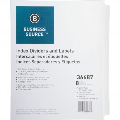 Business Source Punched Laser Index Divider 36687