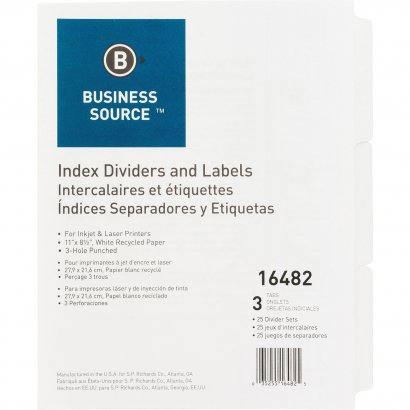 Business Source Punched Laser Index Divider 16482