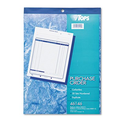 Tops Purchase Order Book, 8-3/8 x 10 3/16, Two-Part Carbonless, 50 Sets/Book TOP46146