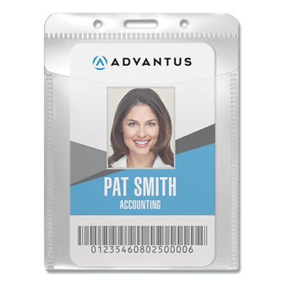 Advantus PVC-Free Badge Holders, Vertical, 3.5 x 5.13, Clear, 50/Pack AVT75604