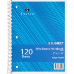 Sparco Quality Wirebound 3-Subject Notebook 83251