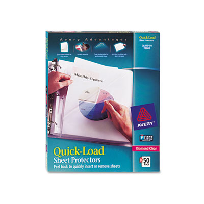 Avery Quick Top and Side Loading Sheet Protectors, Letter, Diamond Clear, 50/Box AVE73802