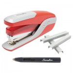 Swingline S7064589A Quick Touch Stapler Value Pack, 28-Sheet Capacity, Red/Silver SWI64589
