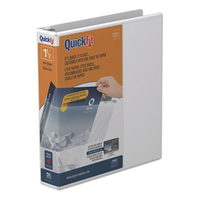 Stride STW88020 QuickFit Round-Ring View Binder, 3 Rings, 1.5" Capacity, 11 x 8.5, White STW88020