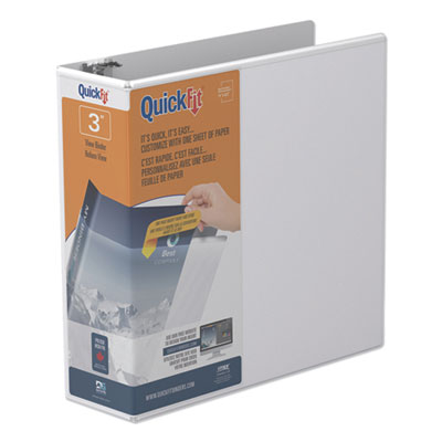 Stride QuickFit Round-Ring View Binder, 3 Rings, 3" Capacity, 11 x 8.5, White STW88050