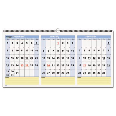 At-A-Glance QuickNotes Three-Month Wall Calendar, Horizontal Format, 23 1/2 x 12, 2015-2017 AAGPM1528