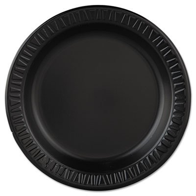 Quiet Classic Laminated Foam Dinnerware, Plate, 9" dia, Black, 125/Pk, 4 Pks/Ctn DCC9PBQR