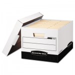 Bankers Box R-KIVE Max Storage Box, Legal/Letter, Locking Lid, White/Black, 12/Carton FEL00724