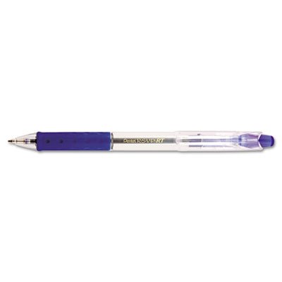 Pentel R.S.V.P. RT Retractable Ballpoint Pen, 1mm, Clear Barrel, Blue Ink, Dozen PENBK93C