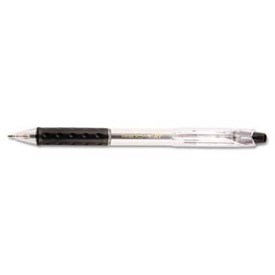 Pentel R.S.V.P. RT Retractable Ballpoint Pen, 1mm, Clear Barrel, Black Ink, Dozen PENBK93A