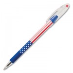 Pentel BK90USA-A R.S.V.P. Stars and Stripes Stick Ballpoint Pen, 0.7 mm, Black Ink, Dozen PENBK90USAA