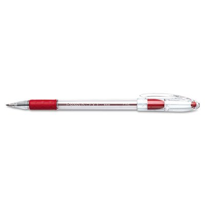 Pentel R.S.V.P. Stick Ballpoint Pen, .7mm, Trans Barrel, Red Ink, Dozen PENBK90B