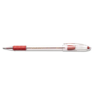 Pentel R.S.V.P. Stick Ballpoint Pen, 1mm, Trans Barrel, Red Ink, Dozen PENBK91B