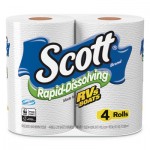 Scott Rapid-Dissolving Toilet Paper, Bath Tissue, Septic Safe, 1-Ply, White, 231 Sheets/Roll, 4/Rolls/Pack, 12 Packs