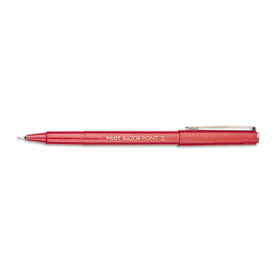 Pilot Razor Point II Stick Porous Point Marker Pen, 0.2mm, Red Ink/Barrel, Dozen PIL11011