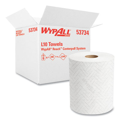 WypAll Reach System Roll Towel, 1-Ply, 11 x 7, White, 340/Roll, 6 Rolls/Carton KCC53734