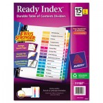 Avery Ready Index Customizable Table of Contents, Asst Dividers, 15-Tab, Ltr, 6 Sets AVE11197