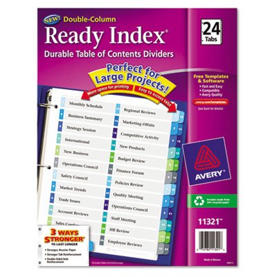 Avery Ready Index Customizable Table of Contents Double Column Dividers, 24-Tab, Ltr AVE11321