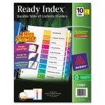Avery Ready Index Customizable Table of Contents, Asst Dividers, 10-Tab, Ltr, 3 Sets AVE11082