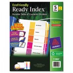 Avery Ready Index Customizable Table of Contents, Asst Dividers, 5-Tab, Ltr, 3 Sets AVE11080